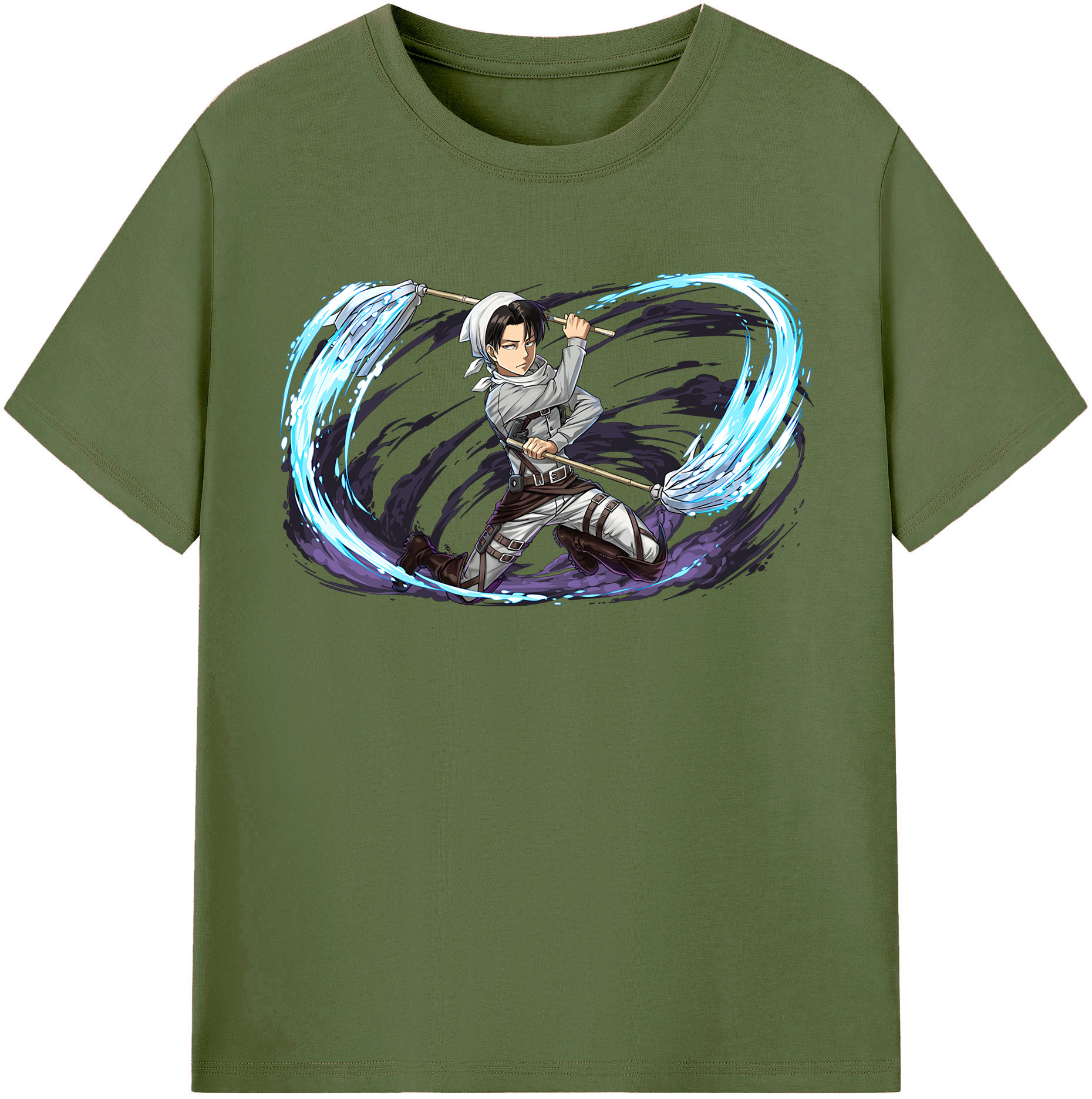 （画像用） 進撃の巨人 リヴァイ·アッカーマン Attack on Titan Levi Ackerman 綿100％半袖Tシャツ（フロントプリント）